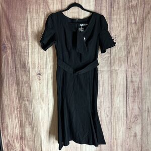 MUXXN Womens Vintage 1950s Midi Crew Neck Bodycon Dress Black Size L Stunning